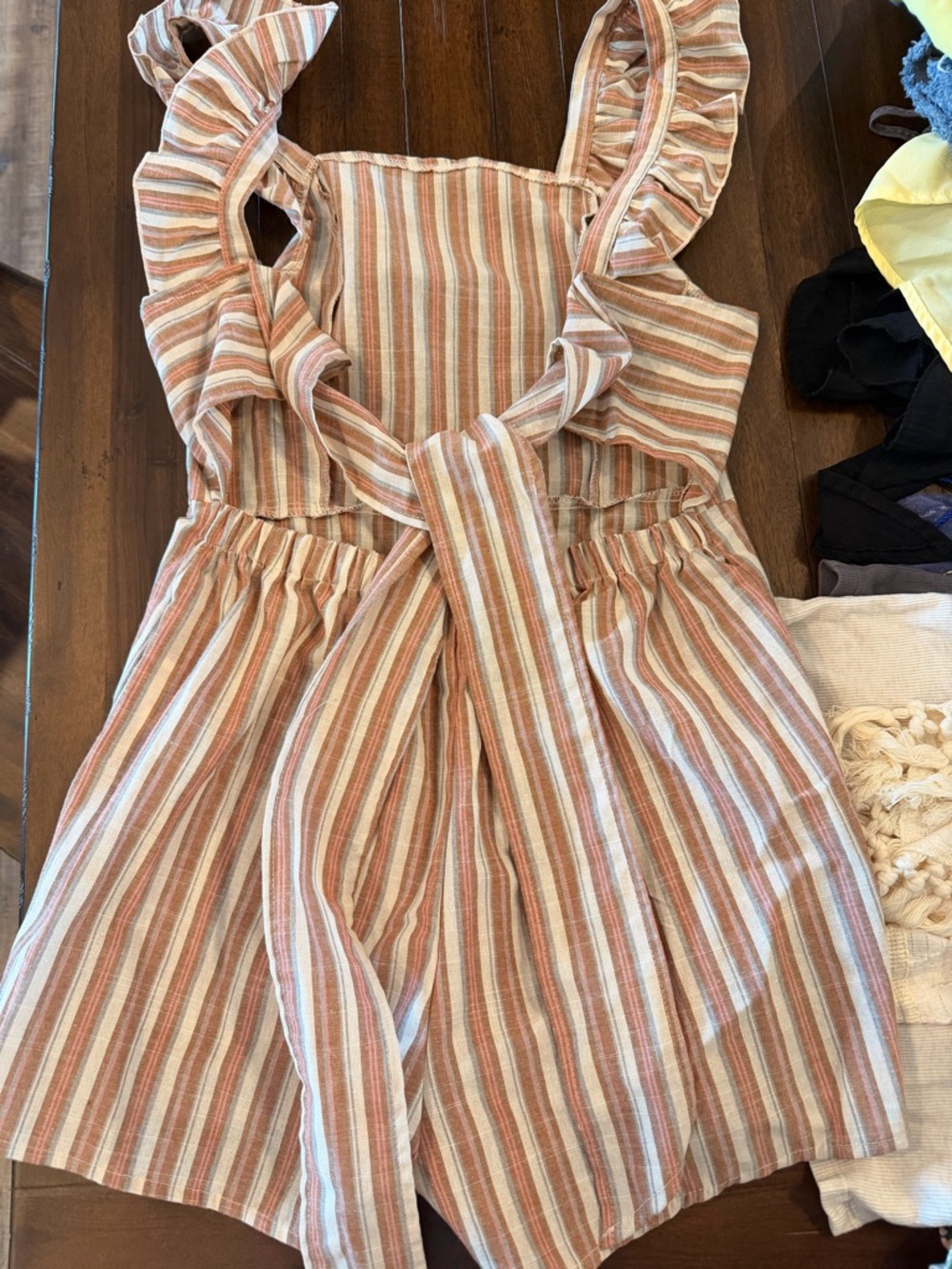 SHEIN Rust & Cream Striped Ruffle Strap Romper - Picture 2 of 3